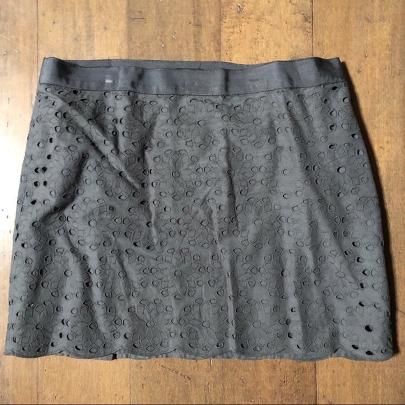 J. Crew Factory Eyelet Mini Skirt Slate Gray sz10 - Picture 3 of 5